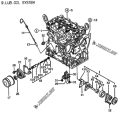  Двигатель Yanmar 3TNE74-YC, узел -  Система смазки 