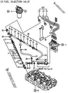  Двигатель Yanmar 3TNE74-YC, узел -  Форсунка 