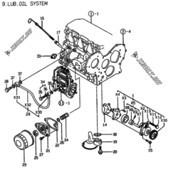  Двигатель Yanmar 3TNE88-YC, узел -  Система смазки 