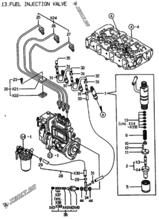  Двигатель Yanmar 3TNE88-YC, узел -  Форсунка 