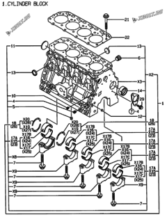  Двигатель Yanmar 4TNE84T-EKRW, узел -  Блок цилиндров 
