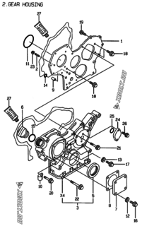  Двигатель Yanmar 4TNE84-EAD, узел -  Корпус редуктора 