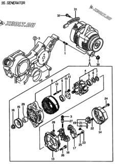  Двигатель Yanmar 4TNE84-EAD, узел -  Генератор 