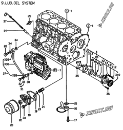  Двигатель Yanmar 4TNE88-EAD, узел -  Система смазки 