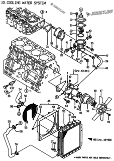  Двигатель Yanmar 4TNE88-EAD, узел -  Система водяного охлаждения 