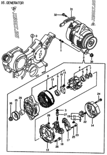  Двигатель Yanmar 4TNE88-EAD, узел -  Генератор 