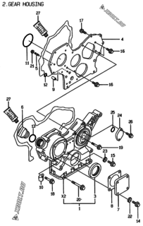  Двигатель Yanmar 3TNE82A-EAF, узел -  Корпус редуктора 