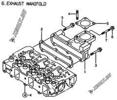  Двигатель Yanmar 3TNE82A-EAF, узел -  Выпускной коллектор 