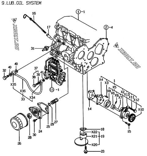  Система смазки двигателя Yanmar 3TNE82A-EAF