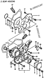  Двигатель Yanmar 4TNE84-EAF, узел -  Корпус редуктора 