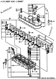  Двигатель Yanmar 4TNE84-EAF, узел -  Головка блока цилиндров (ГБЦ) 