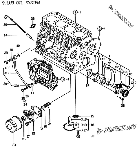 Система смазки двигателя Yanmar 4TNE84-EAF