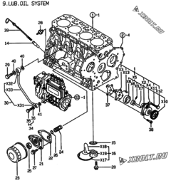  Двигатель Yanmar 4TNE84-EAF, узел -  Система смазки 