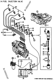  Двигатель Yanmar 4TNE84-EAF, узел -  Форсунка 