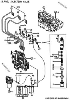  Двигатель Yanmar 3TNE78A-EHP, узел -  Форсунка 
