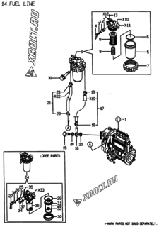  Двигатель Yanmar 3TNE78A-EHP, узел -  Топливопровод 