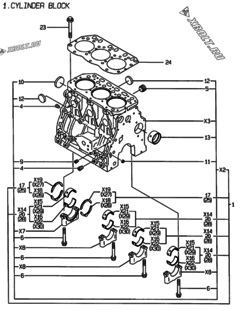  Двигатель Yanmar 3TNE88-ECS, узел -  Блок цилиндров 