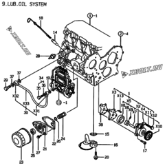  Двигатель Yanmar 3TNE88-ECS, узел -  Система смазки 
