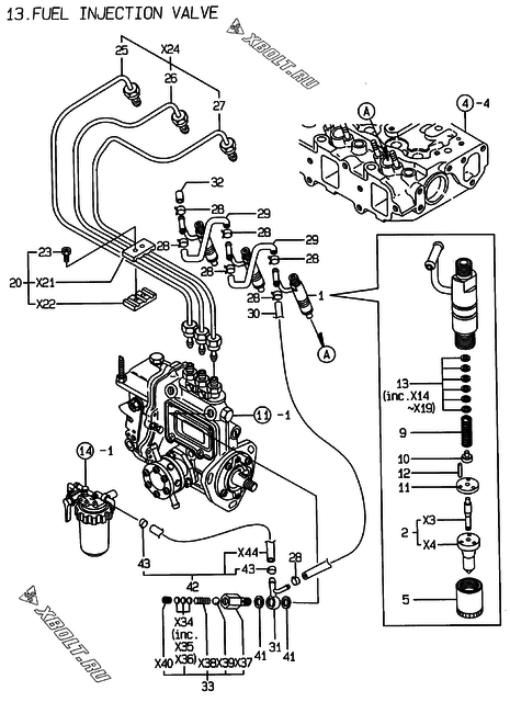  Форсунка двигателя Yanmar 3TNE88-ECS