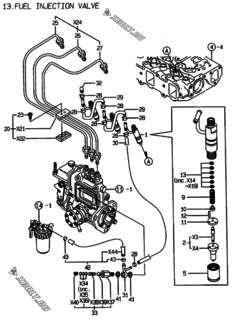 Двигатель Yanmar 3TNE88-ECS, узел -  Форсунка 