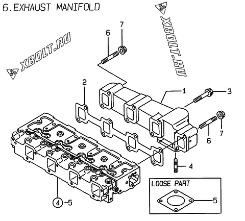  Выпускной коллектор двигателя Yanmar 4TNE94-SFW