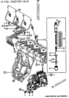  Двигатель Yanmar 4TNE94-SFW, узел -  Форсунка 