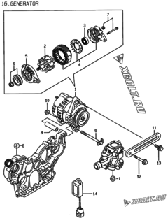  Двигатель Yanmar 4TNE94-SFW, узел -  Генератор 