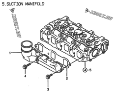  Двигатель Yanmar 3TNE74C-TA, узел -  Впускной коллектор 