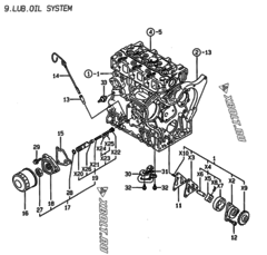  Двигатель Yanmar 3TNE74C-TA, узел -  Система смазки 