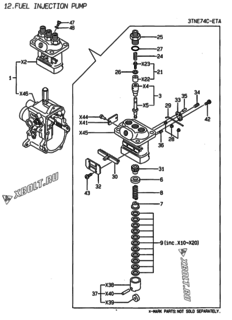  Двигатель Yanmar 3TNE74C-ETA, узел -  Топливный насос высокого давления (ТНВД) 