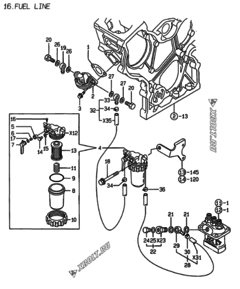  Двигатель Yanmar 3TNE74C-ETA, узел -  Топливопровод 