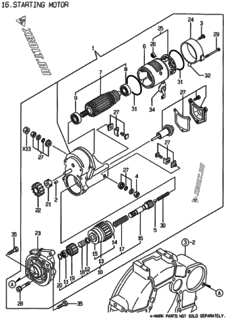  Двигатель Yanmar 4TNE88-EACG, узел -  Стартер 