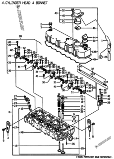  Двигатель Yanmar 4TNE88-EHP, узел -  Головка блока цилиндров (ГБЦ) 