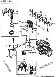  Двигатель Yanmar 4TNE88-EHP, узел -  Топливопровод 