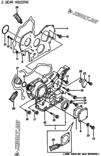  Двигатель Yanmar 3TNE88MC-K, узел -  Корпус редуктора 
