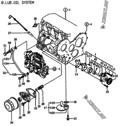  Двигатель Yanmar 3TNE88MC-EK, узел -  Система смазки 