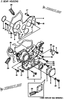  Двигатель Yanmar 3TNE84MT-EK, узел -  Корпус редуктора 