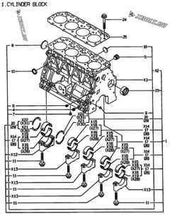  Двигатель Yanmar 4TNE84MT-EK, узел -  Блок цилиндров 