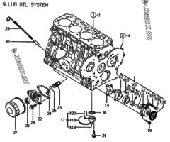  Двигатель Yanmar 4TNE84MT-EK, узел -  Система смазки 