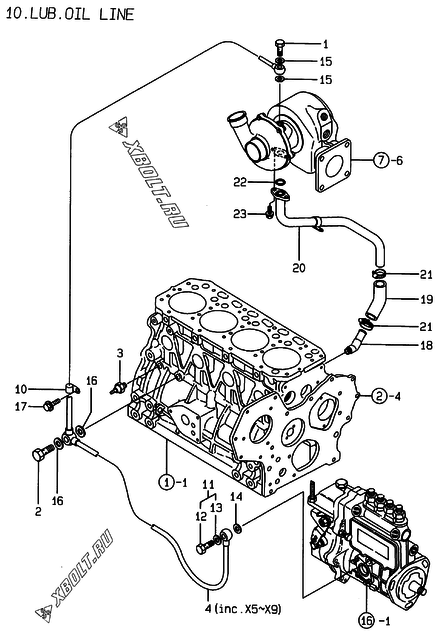  Система смазки двигателя Yanmar 4TNE84MT-EK