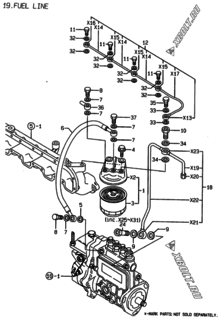  Двигатель Yanmar 4TNE84MT-EK, узел -  Топливопровод 