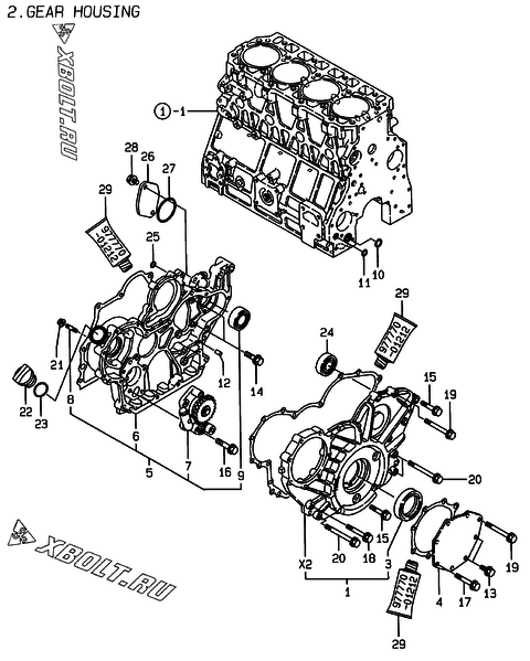  Корпус редуктора двигателя Yanmar 4TNE106-AMM