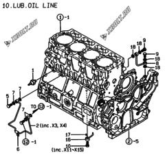  Двигатель Yanmar 4TNE106-AMM, узел -  Система смазки 