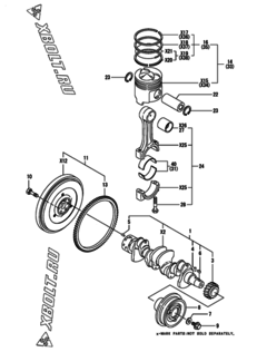  Двигатель Yanmar 4TNE106T-ML, узел -  Коленвал и поршень 