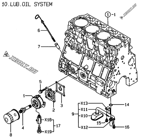  Система смазки двигателя Yanmar 4TNE106T-ML