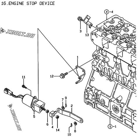  Устройство остановки двигателя двигателя Yanmar 4TNE106T-ML