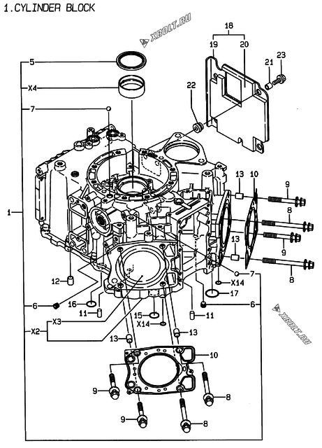  Блок цилиндров двигателя Yanmar 2V78-CA