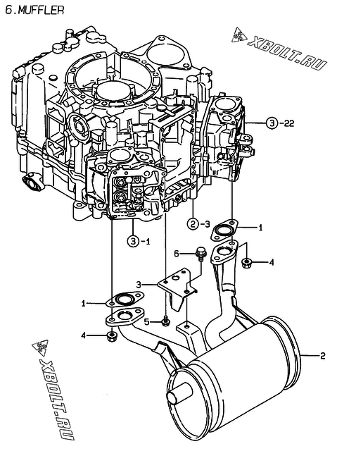  Глушитель двигателя Yanmar 2V78-CA