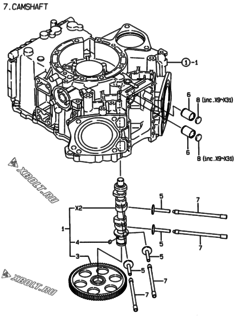  Двигатель Yanmar 2V78-CA, узел -  Распредвал 