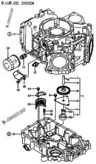  Двигатель Yanmar 2V78-CA, узел -  Система смазки 